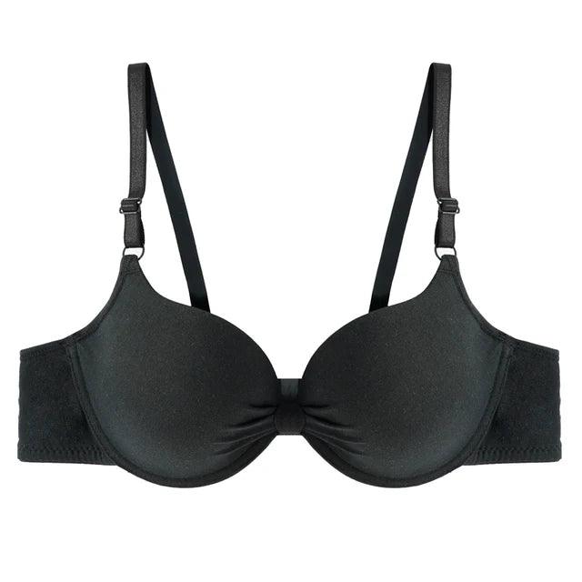 Sexy Women Cotton Push Up Gathered Bra Deep V Underwire Laddie  Brassiere