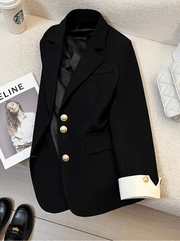 Women Long Sleeve Office Lady Blazers Autumn Winter Solid Casual Single Breasted Chic Notched Blazer Ladies Jackets Clothes