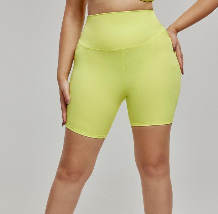 Antibacterial Side Pocket Sports Shorts plus Size Plump Girls Three Points Fitness Pants Yoga Shorts Women High Waist Hip Lift - Yara fashion Yara fashion 35.99
