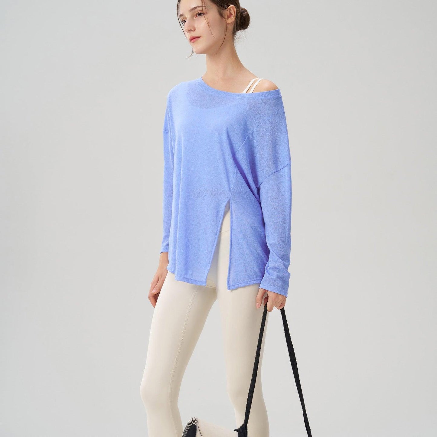 Autumn Breathable Yoga Blouse Women Split Slimming Sports Fitness Top Loose Fitting Lightweight Thin Yoga Clothes Long Sleeve - Yara fashion Yara fashion 35.99