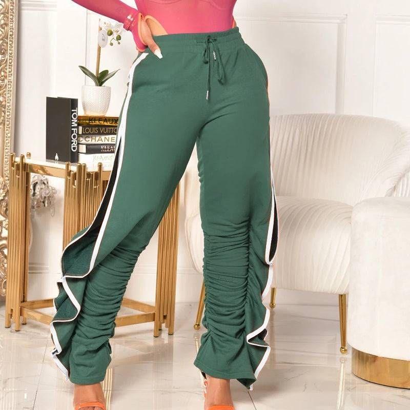 Autumn Ladies Fashionable Loose All Match Wooden Ear Sports Casual Pants - Yara fashion  23081660 Autumn Ladies Fashionable Loose All Match Wooden Ear Sports Casual Pants 