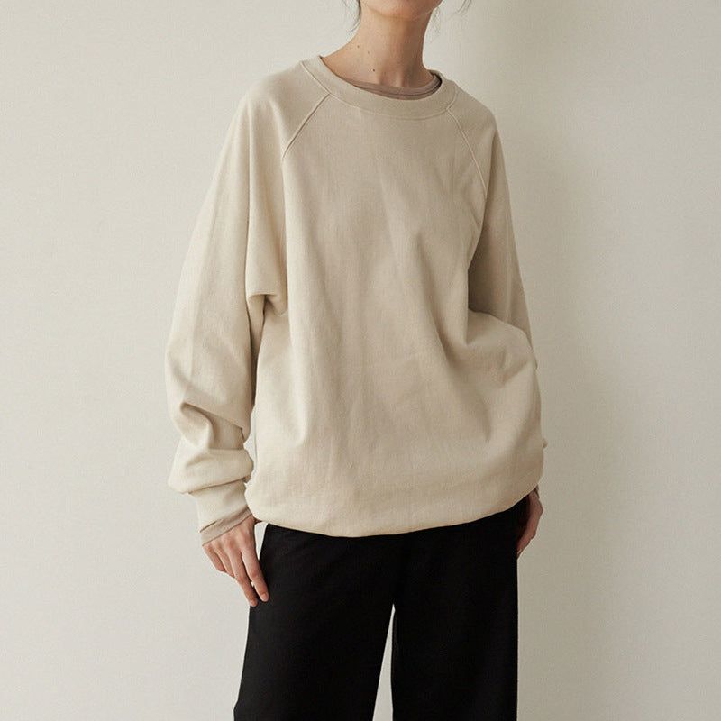 Autumn South Korea Pocket Sweater Casual Women Loose Raglan Sleeve round Neck Lazy Simple Top with Pockets - Yara fashion  47059765 Autumn South Korea Pocket Sweater Casual Women Loose Raglan Sleeve round Neck Lazy Simple Top with Pockets 