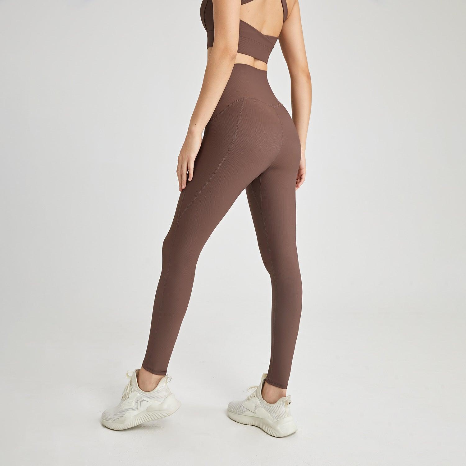 Autumn Winter Rib Nude Feel Yoga Pants Women No Embarrassment Line High Waist Hip Lift Stretch Fitness Sports Tight Trousers - Yara fashion  68495680 Autumn Winter Rib Nude Feel Yoga Pants Women No Embarrassment Line High Waist Hip Lift Stretch Fitness Sports Tight Trousers 