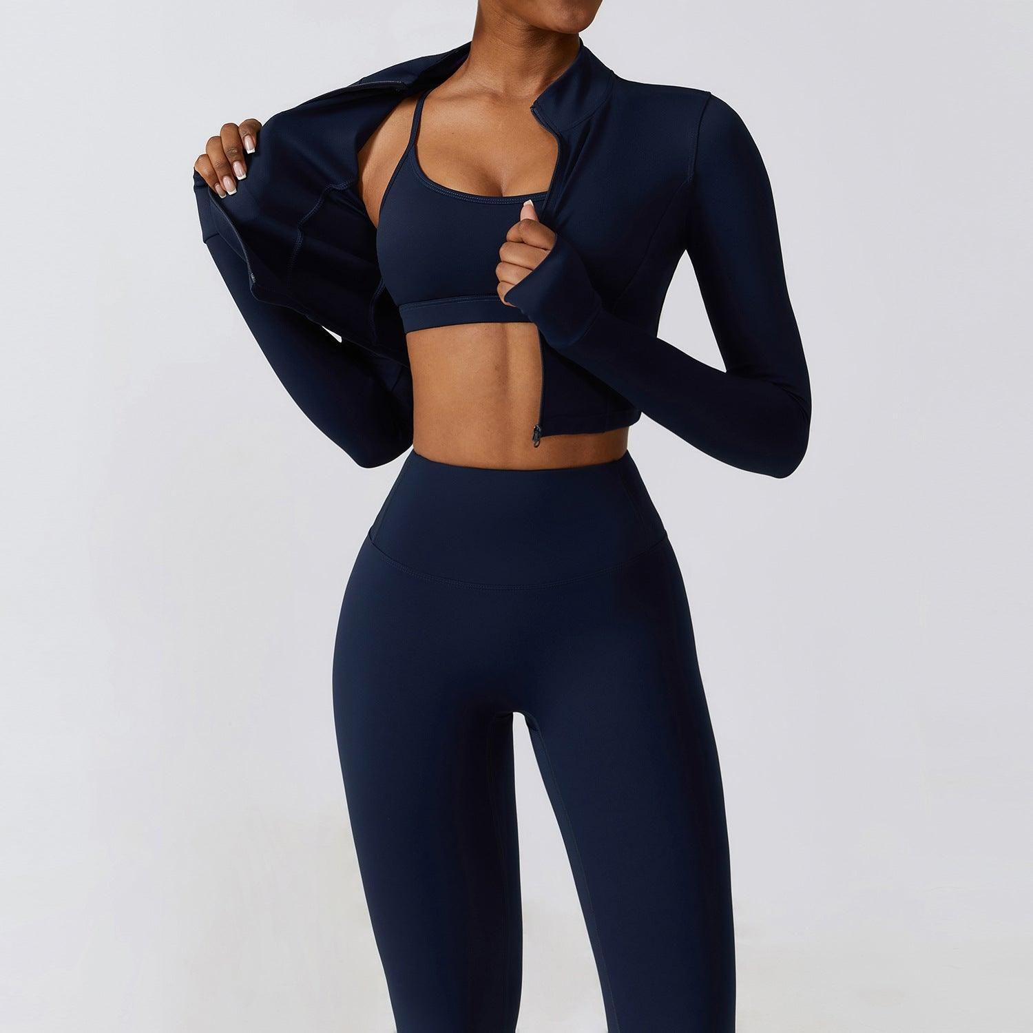 Autumn Winter Skinny Yoga Clothes Nude Feel Quick Drying Sports Suit Thin Fitness Clothes Three Piece Set - Yara fashion  23956034 Autumn Winter Skinny Yoga Clothes Nude Feel Quick Drying Sports Suit Thin Fitness Clothes Three Piece Set 