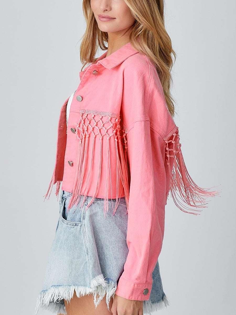 Autumn Winter Tassel Short Denim Jacket Alphabet Jacket Top Women Clothing - Yara fashion  76235233 Autumn Winter Tassel Short Denim Jacket Alphabet Jacket Top Women Clothing 