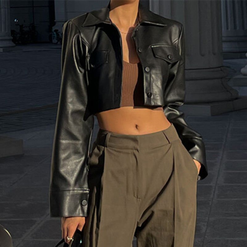 Autumn Winter Women Clothes Sexy Cropped Sexy Motorcycle Clothing Women Leather Top Coat - Yara fashion  88928185 Autumn Winter Women Clothes Sexy Cropped Sexy Motorcycle Clothing Women Leather Top Coat 