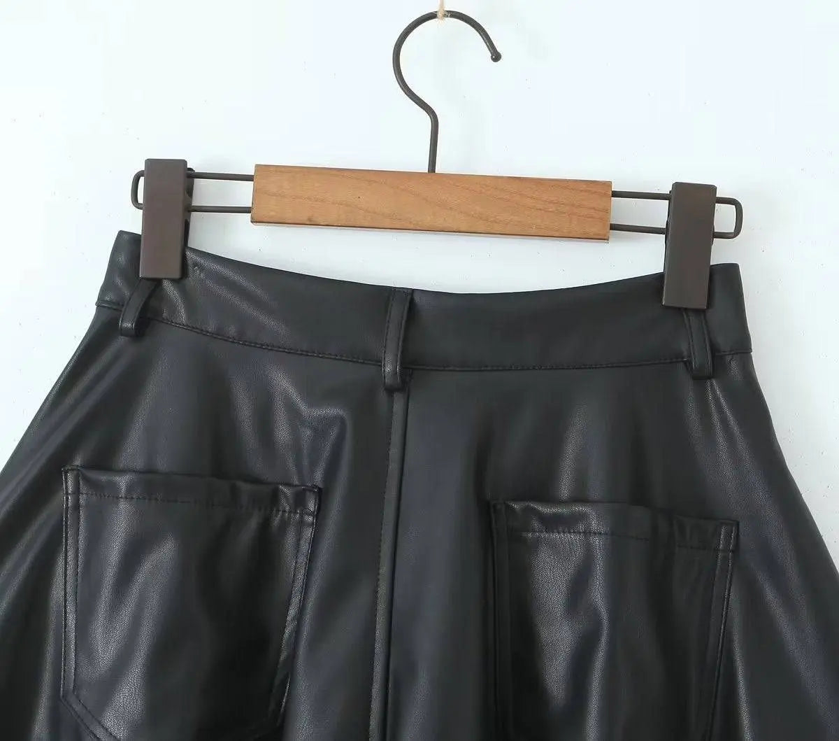 Autumn Winter Women Clothing Leather Short Pantskirt Skirt - Yara fashion  58359691 Autumn Winter Women Clothing Leather Short Pantskirt Skirt 