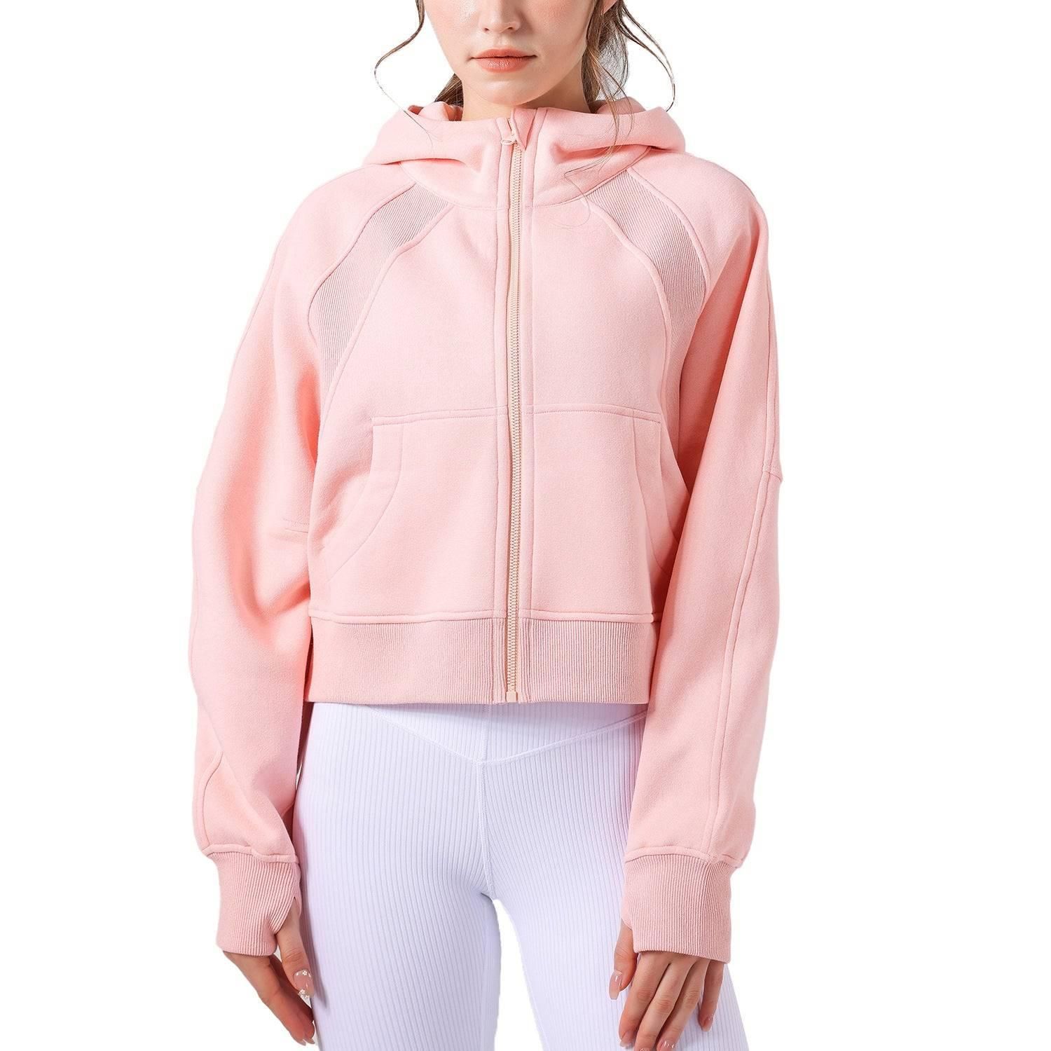 Autumn Winter Yoga Wear Hooded Sweater Thick Loose Casual Full Zipper Sports Jacket Women Workout Clothes - Yara fashion  64582711 Autumn Winter Yoga Wear Hooded Sweater Thick Loose Casual Full Zipper Sports Jacket Women Workout Clothes 