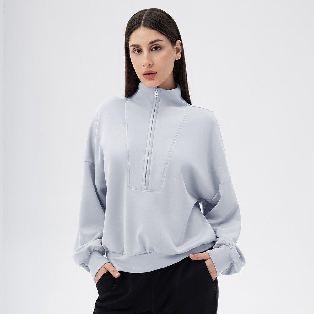 Autumn Winter Yoga Wear Sports Sweater Women Modal Air Layer Loose Collared Running Fitness Casual Top - Yara fashionYara fashion