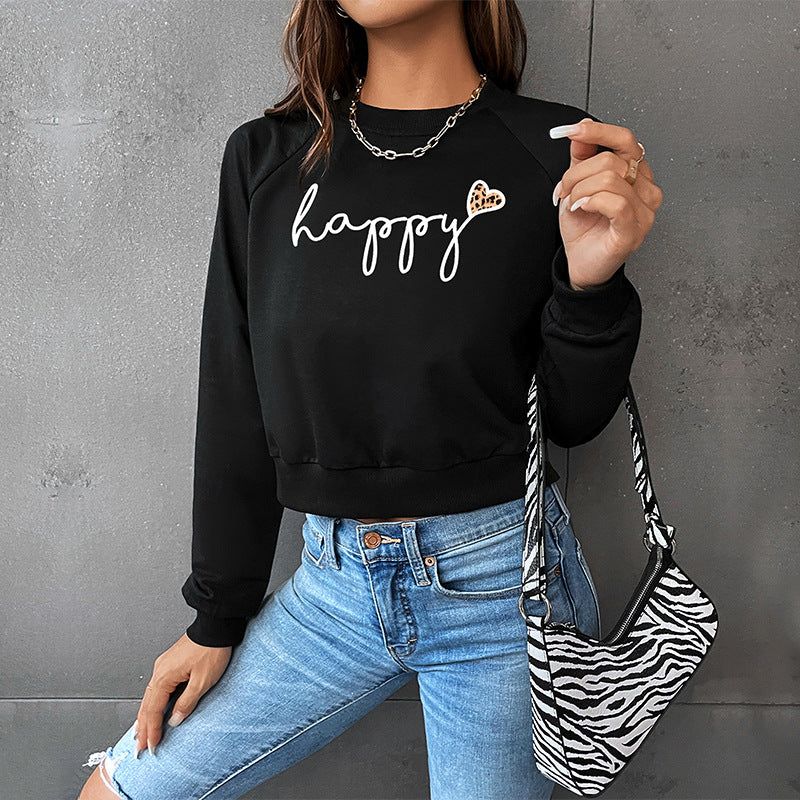 Autumn Women Clothing Short Letter Graphic Print Sweatshirt Women - Yara fashion  19651255 Autumn Women Clothing Short Letter Graphic Print Sweatshirt Women 