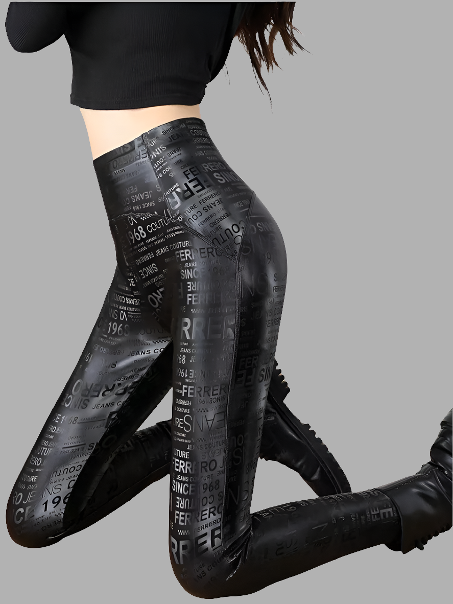 Fleece Matte PU Leather Pants Women Autumn Winter Leggings Elastic High Waist Slim Skinny Windproof Warm Sexy Legging