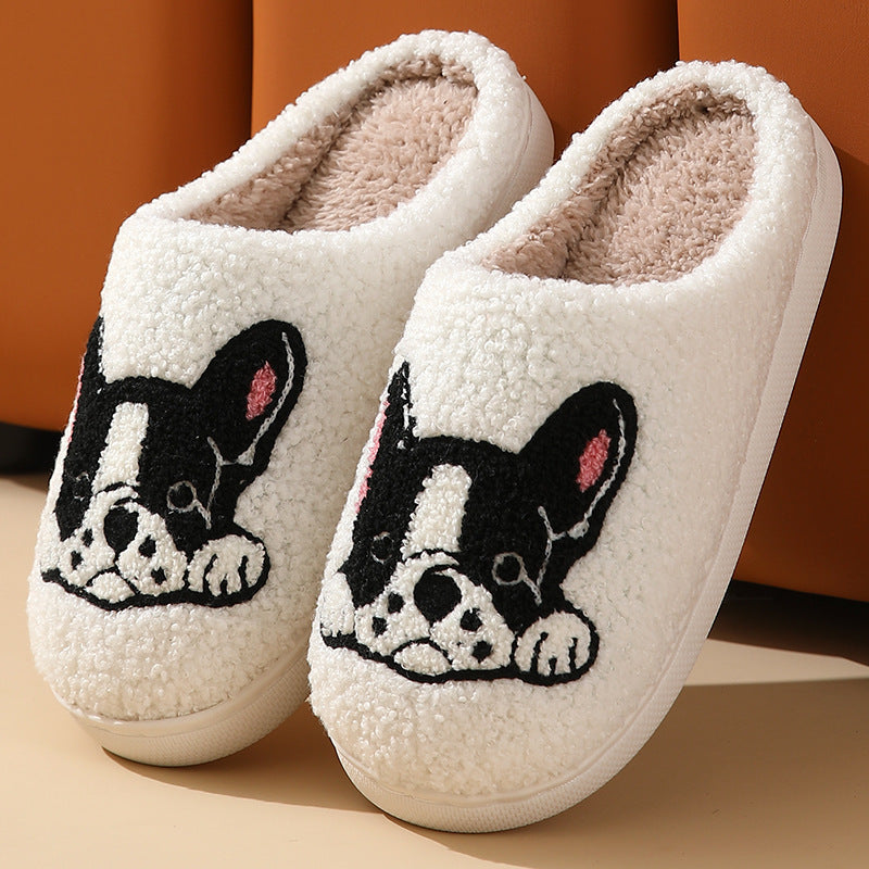 Bulldog Slippers Home Indoor And Outdoor Cartoon Non-slip Fleece-lined Thickened Cotton Slippers