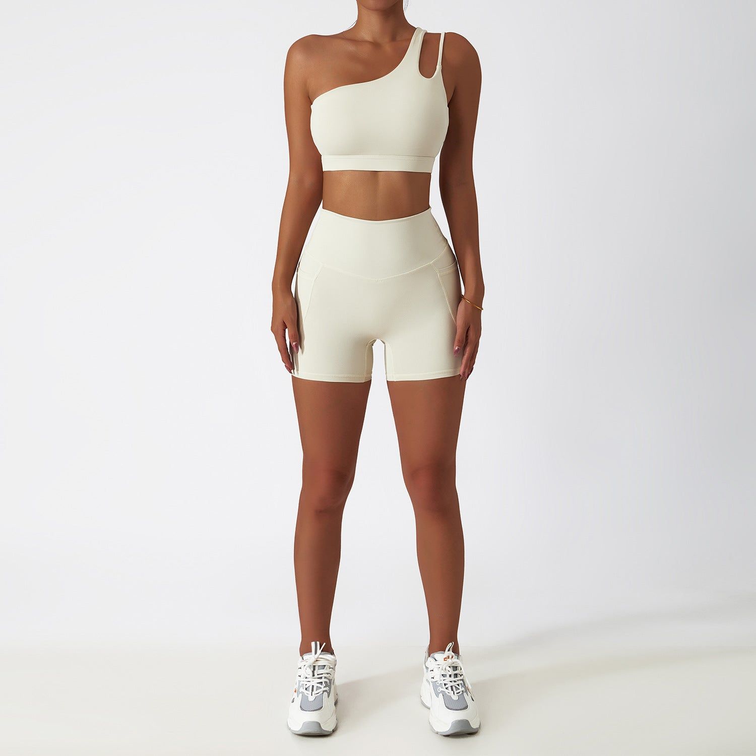 Breathable Cloud Feeling Quick Drying Skinny Yoga Clothes Pocket Running Sports Suit Oblique Shoulder Nude Feel Fitness Suit Suit - Yara fashion  2344425 Breathable Cloud Feeling Quick Drying Skinny Yoga Clothes Pocket Running Sports Suit Oblique Shoulder Nude Feel Fitness Suit Suit 