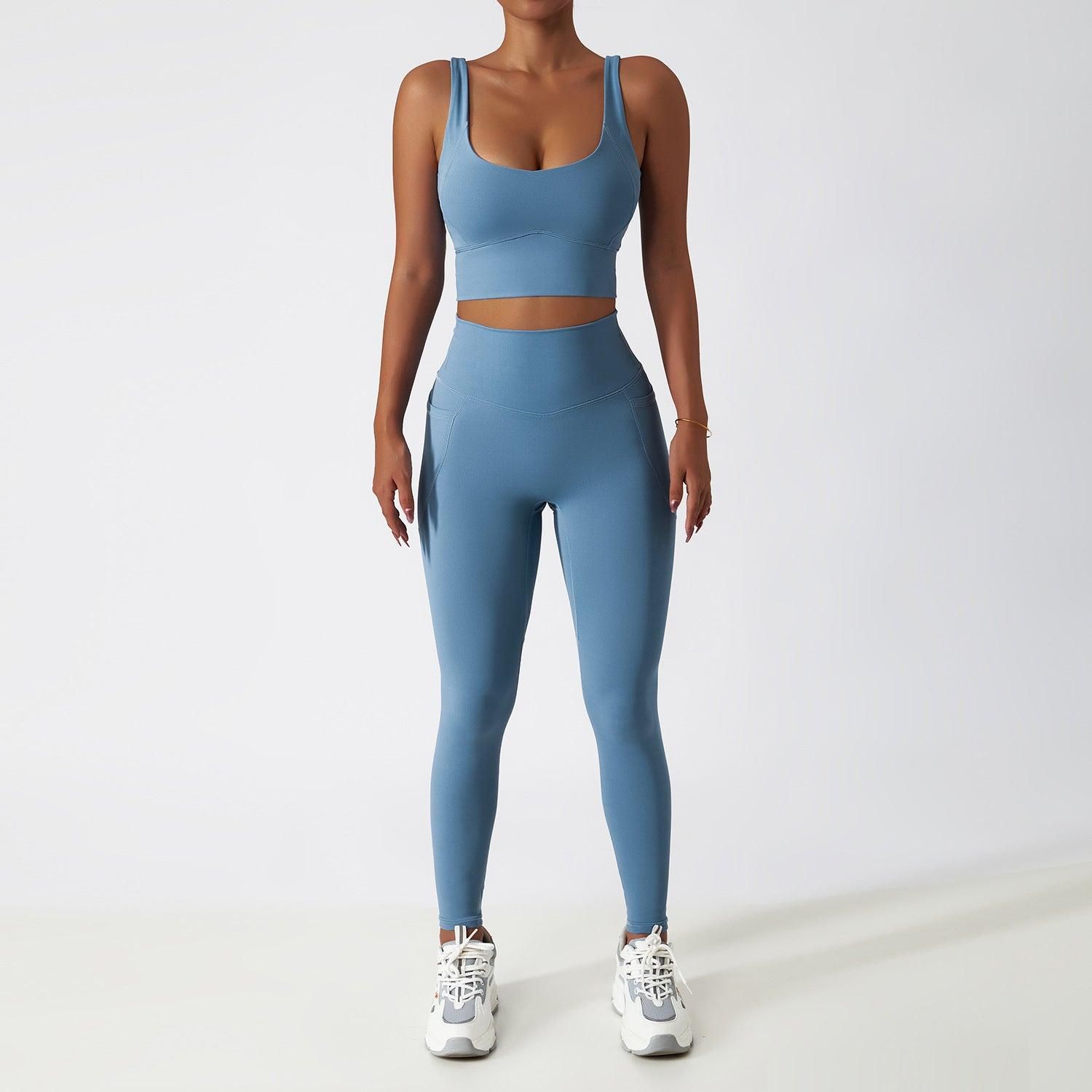 Breathable Cloud Feeling Quick Drying Skinny Yoga Clothes Pocket Running Sports Suit Oblique Shoulder Nude Feel Fitness Suit Suit - Yara fashion  72557622 Breathable Cloud Feeling Quick Drying Skinny Yoga Clothes Pocket Running Sports Suit Oblique Shoulder Nude Feel Fitness Suit Suit 