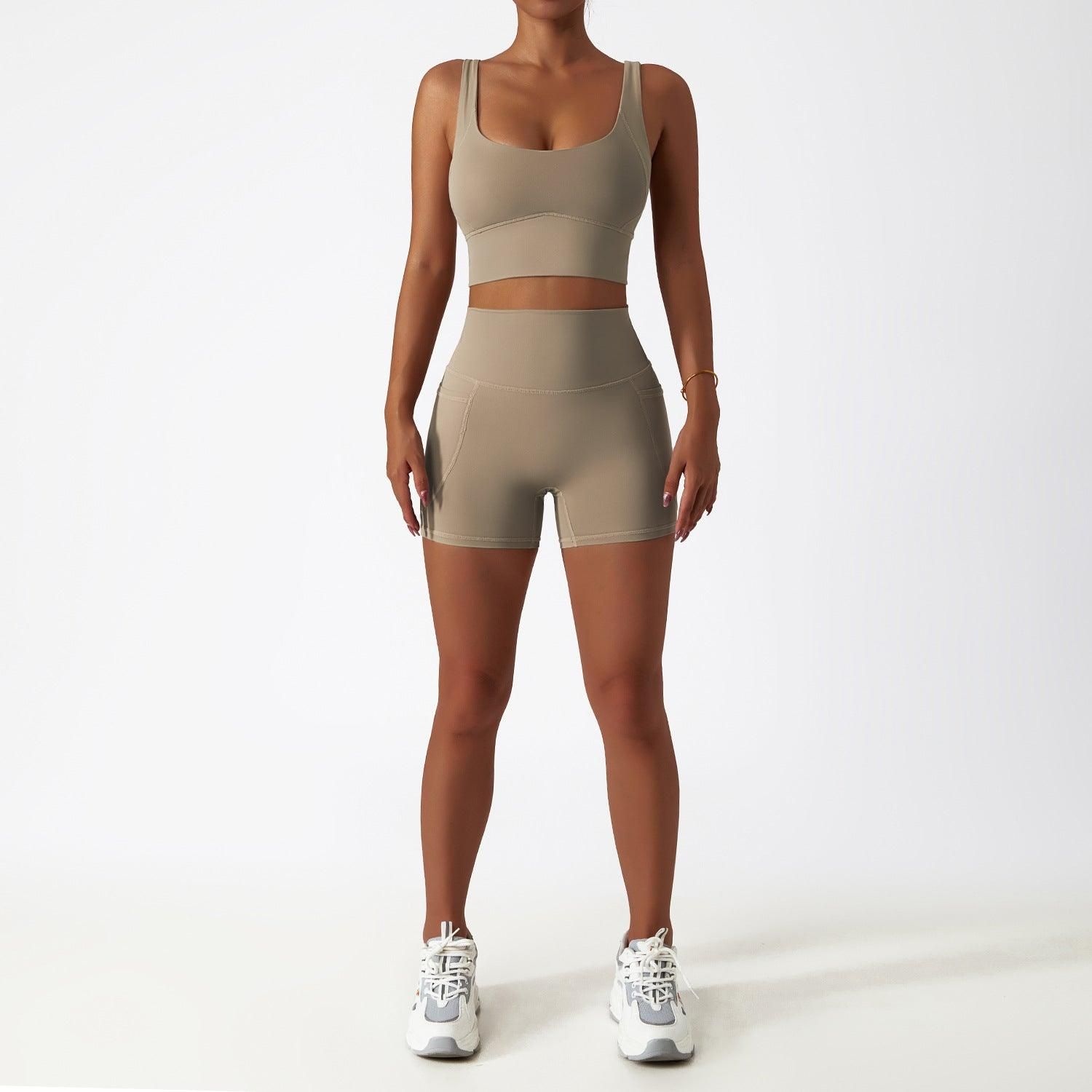 Breathable Cloud Feeling Quick Drying Skinny Yoga Clothes Pocket Running Sports Suit Oblique Shoulder Nude Feel Fitness Suit Suit - Yara fashion  66280042 Breathable Cloud Feeling Quick Drying Skinny Yoga Clothes Pocket Running Sports Suit Oblique Shoulder Nude Feel Fitness Suit Suit 