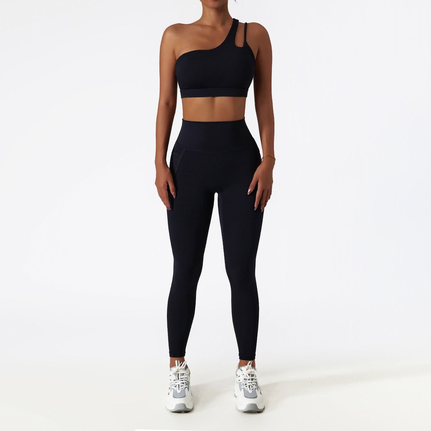 Breathable Cloud Feeling Quick Drying Skinny Yoga Clothes Pocket Running Sports Suit Oblique Shoulder Nude Feel Fitness Suit Suit - Yara fashion  9615944 Breathable Cloud Feeling Quick Drying Skinny Yoga Clothes Pocket Running Sports Suit Oblique Shoulder Nude Feel Fitness Suit Suit 