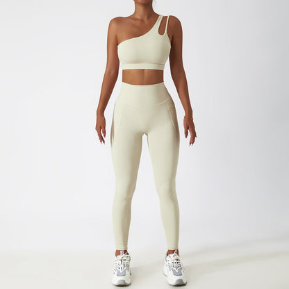 Breathable Cloud Feeling Quick Drying Skinny Yoga Clothes Pocket Running Sports Suit Oblique Shoulder Nude Feel Fitness Suit Suit - Yara fashion  78618775 Breathable Cloud Feeling Quick Drying Skinny Yoga Clothes Pocket Running Sports Suit Oblique Shoulder Nude Feel Fitness Suit Suit 