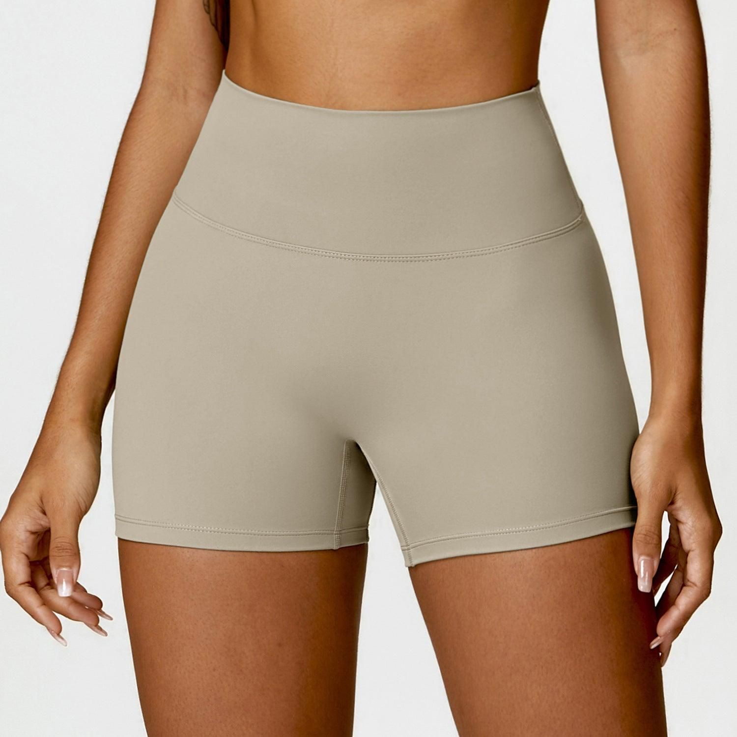 Brushed High Waist Yoga Shorts Belly Contracting Peach Hip Raise Running Fitness Pants Slim Fit Sports Shorts - Yara fashion  98160167 Brushed High Waist Yoga Shorts Belly Contracting Peach Hip Raise Running Fitness Pants Slim Fit Sports Shorts 