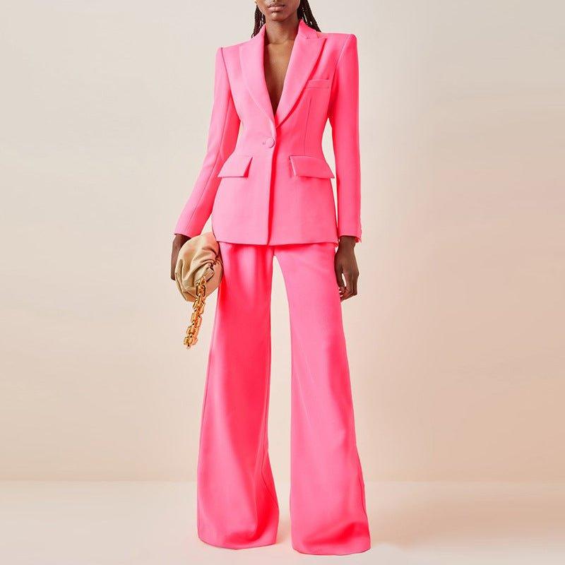 Business Wear One Button Slim Blazer Bell Bottom Pants Suit Two Piece Suit - Yara fashionYara fashion