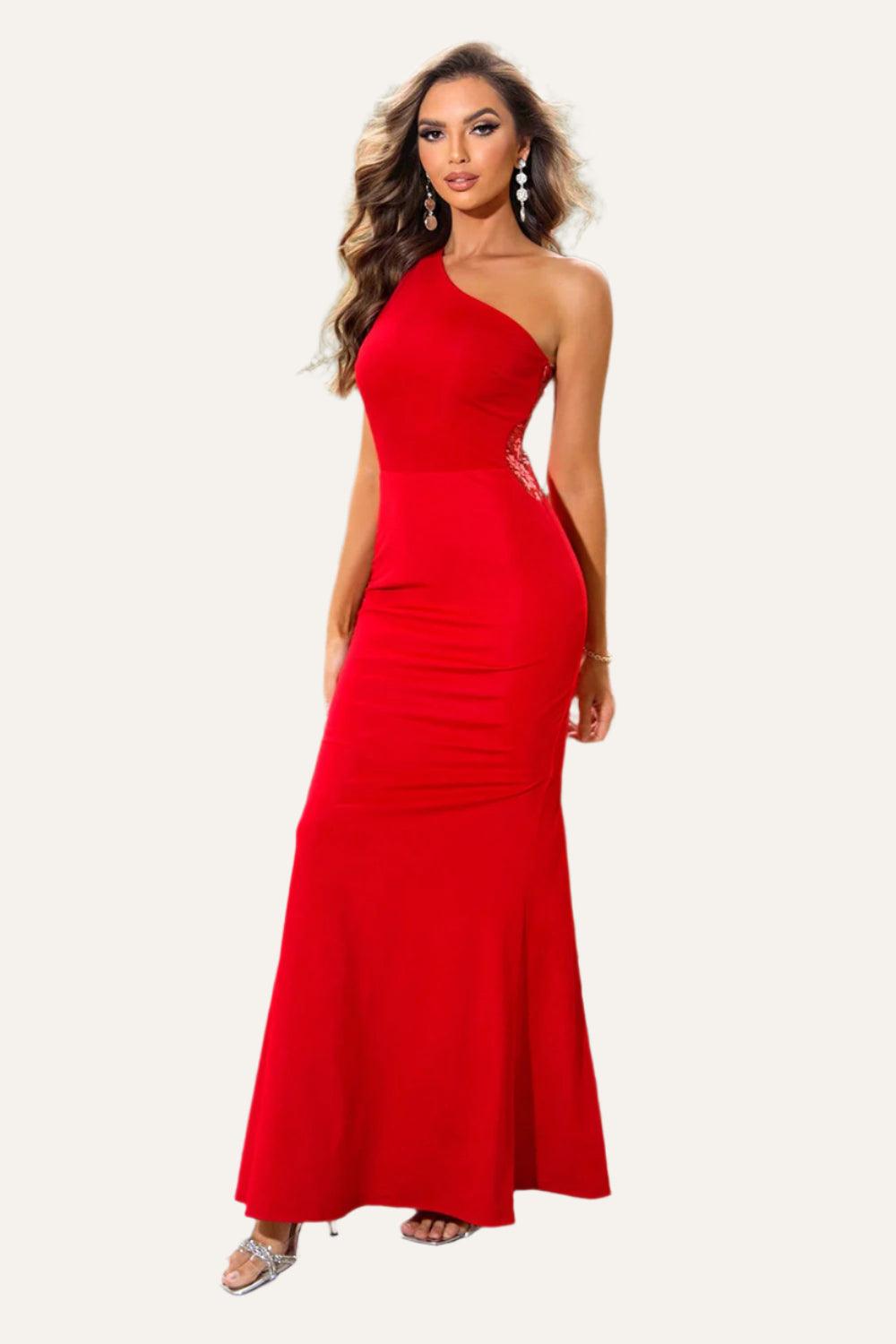 One-Shoulder Sleeveless Maxi Dress