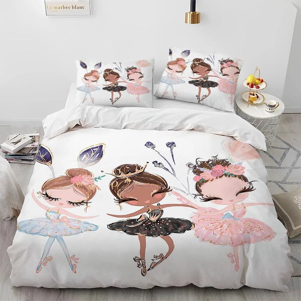 Cartoon Cute Ballet Girl Ballerina Comforter Bedding Set,Duvet Cover Bed Set Quilt Cover Pillowcase,Queen Size Bedding Set Kids - Yara fashion  63353569 Cartoon Cute Ballet Girl Ballerina Comforter Bedding Set,Duvet Cover Bed Set Quilt Cover Pillowcase,Queen Size Bedding Set Kids 