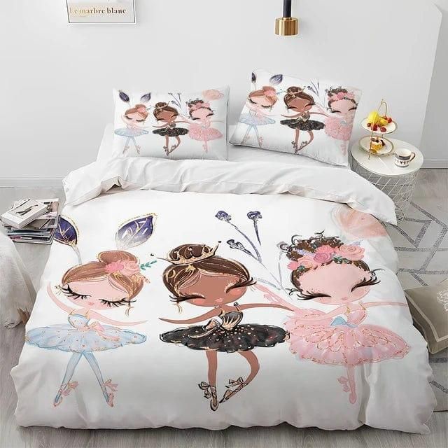 Cartoon Cute Ballet Girl Ballerina Comforter Bedding Set,Duvet Cover Bed Set Quilt Cover Pillowcase,Queen Size Bedding Set Kids - Yara fashion  85814800 Cartoon Cute Ballet Girl Ballerina Comforter Bedding Set,Duvet Cover Bed Set Quilt Cover Pillowcase,Queen Size Bedding Set Kids 