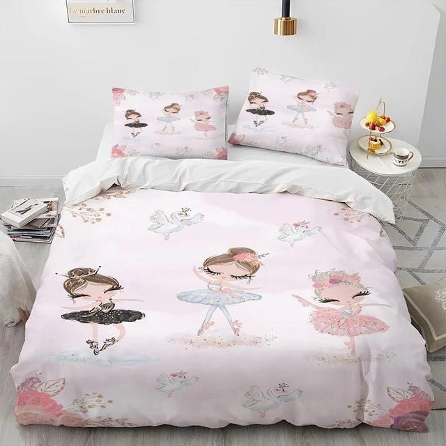 Cartoon Cute Ballet Girl Ballerina Comforter Bedding Set,Duvet Cover Bed Set Quilt Cover Pillowcase,Queen Size Bedding Set Kids - Yara fashion  41984266 Cartoon Cute Ballet Girl Ballerina Comforter Bedding Set,Duvet Cover Bed Set Quilt Cover Pillowcase,Queen Size Bedding Set Kids 