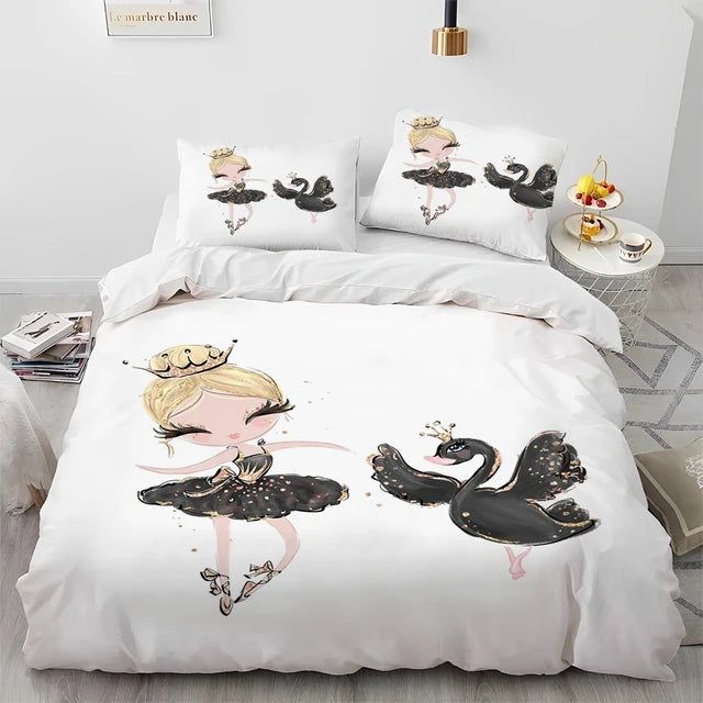 Cartoon Cute Ballet Girl Ballerina Comforter Bedding Set,Duvet Cover Bed Set Quilt Cover Pillowcase,Queen Size Bedding Set Kids - Yara fashion  34571900 Cartoon Cute Ballet Girl Ballerina Comforter Bedding Set,Duvet Cover Bed Set Quilt Cover Pillowcase,Queen Size Bedding Set Kids 