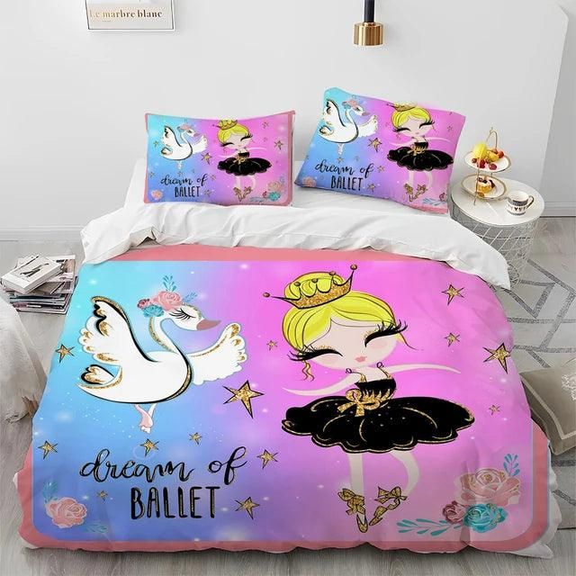 Cartoon Cute Ballet Girl Ballerina Comforter Bedding Set,Duvet Cover Bed Set Quilt Cover Pillowcase,Queen Size Bedding Set Kids - Yara fashion  5256898 Cartoon Cute Ballet Girl Ballerina Comforter Bedding Set,Duvet Cover Bed Set Quilt Cover Pillowcase,Queen Size Bedding Set Kids 