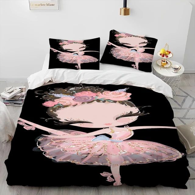 Cartoon Cute Ballet Girl Ballerina Comforter Bedding Set,Duvet Cover Bed Set Quilt Cover Pillowcase,Queen Size Bedding Set Kids - Yara fashion  12675243 Cartoon Cute Ballet Girl Ballerina Comforter Bedding Set,Duvet Cover Bed Set Quilt Cover Pillowcase,Queen Size Bedding Set Kids 