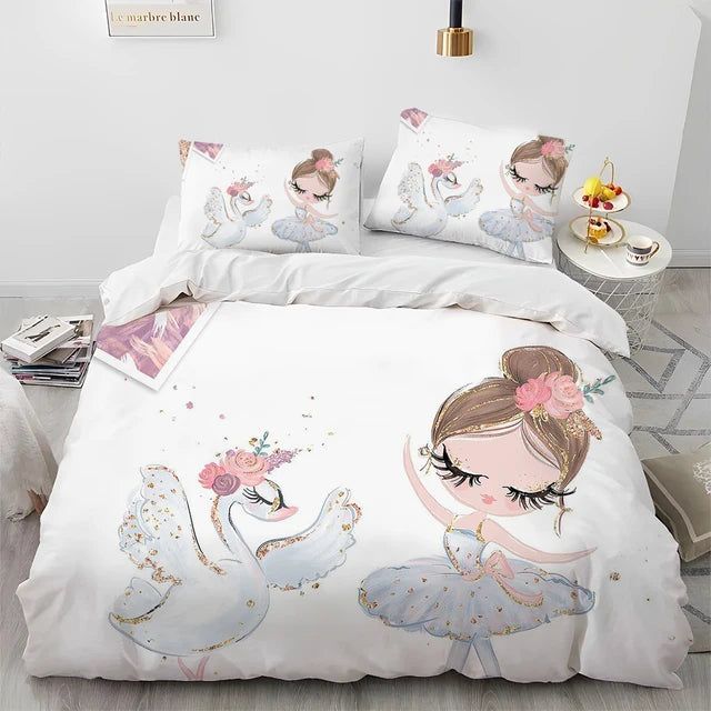 Cartoon Cute Ballet Girl Ballerina Comforter Bedding Set,Duvet Cover Bed Set Quilt Cover Pillowcase,Queen Size Bedding Set Kids - Yara fashion  83677421 Cartoon Cute Ballet Girl Ballerina Comforter Bedding Set,Duvet Cover Bed Set Quilt Cover Pillowcase,Queen Size Bedding Set Kids 