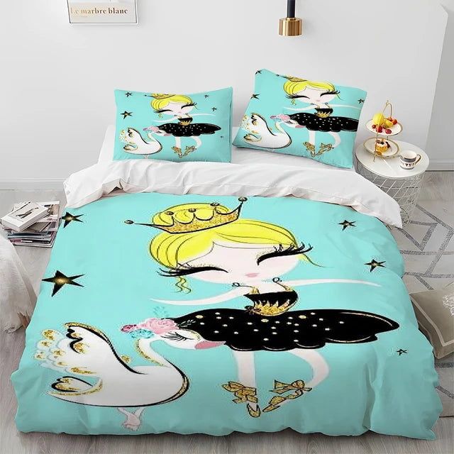 Cartoon Cute Ballet Girl Ballerina Comforter Bedding Set,Duvet Cover Bed Set Quilt Cover Pillowcase,Queen Size Bedding Set Kids - Yara fashion  9543320 Cartoon Cute Ballet Girl Ballerina Comforter Bedding Set,Duvet Cover Bed Set Quilt Cover Pillowcase,Queen Size Bedding Set Kids 