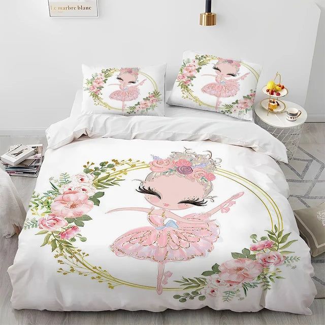 Cartoon Cute Ballet Girl Ballerina Comforter Bedding Set,Duvet Cover Bed Set Quilt Cover Pillowcase,Queen Size Bedding Set Kids - Yara fashion  91166653 Cartoon Cute Ballet Girl Ballerina Comforter Bedding Set,Duvet Cover Bed Set Quilt Cover Pillowcase,Queen Size Bedding Set Kids 