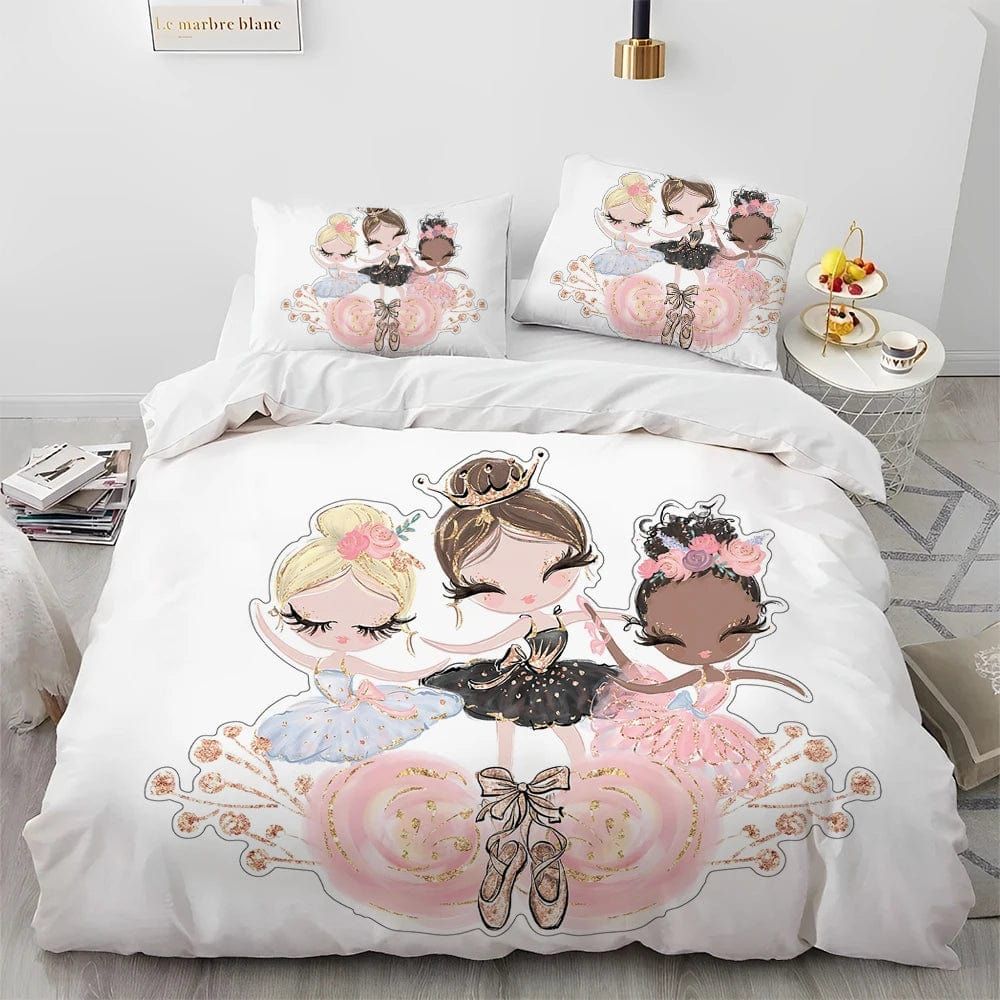 Cartoon Cute Ballet Girl Ballerina Comforter Bedding Set,Duvet Cover Bed Set Quilt Cover Pillowcase,Queen Size Bedding Set Kids - Yara fashion  45199976 Cartoon Cute Ballet Girl Ballerina Comforter Bedding Set,Duvet Cover Bed Set Quilt Cover Pillowcase,Queen Size Bedding Set Kids 