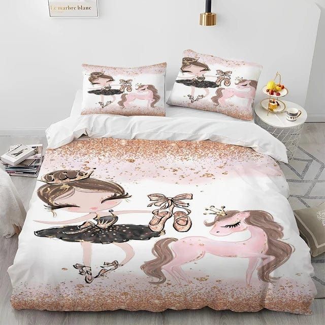 Cartoon Cute Ballet Girl Ballerina Comforter Bedding Set,Duvet Cover Bed Set Quilt Cover Pillowcase,Queen Size Bedding Set Kids - Yara fashion  96621369 Cartoon Cute Ballet Girl Ballerina Comforter Bedding Set,Duvet Cover Bed Set Quilt Cover Pillowcase,Queen Size Bedding Set Kids 