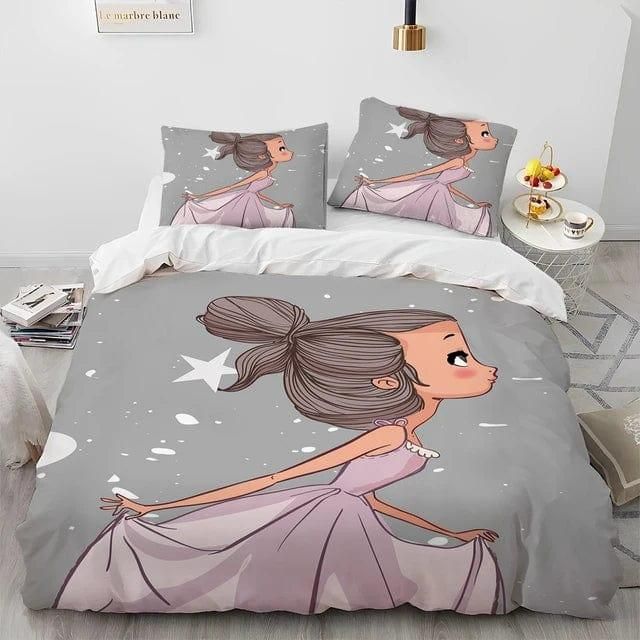 Cartoon Cute Ballet Girl Ballerina Comforter Bedding Set,Duvet Cover Bed Set Quilt Cover Pillowcase,Queen Size Bedding Set Kids - Yara fashion  358223 Cartoon Cute Ballet Girl Ballerina Comforter Bedding Set,Duvet Cover Bed Set Quilt Cover Pillowcase,Queen Size Bedding Set Kids 