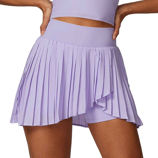 Casual Pleated Sports Skirt Women Faux Two Piece Quick Drying Tennis Culottes Anti Exposure Fitness Skirt - Yara fashion Yara fashion 49.99