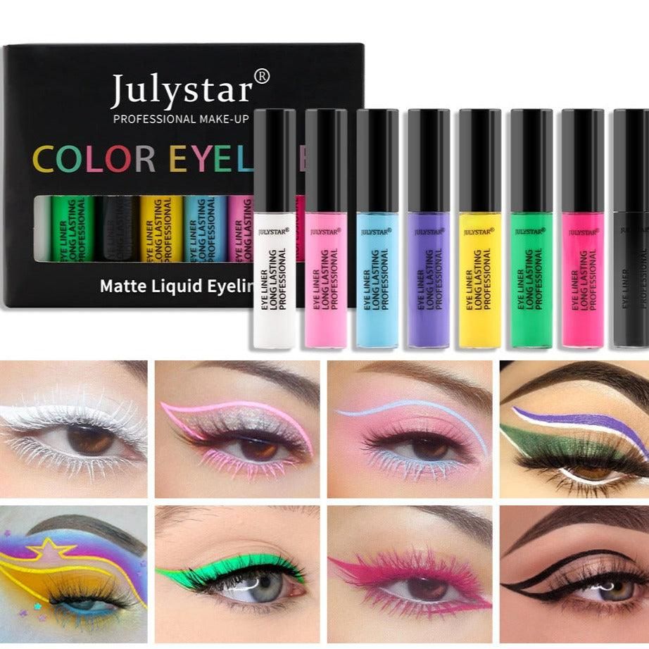 Colorful Stain Free Liquid Eyeliner Set Waterproof Oil Proof Eyeliner Liquid Pen White Eyeliner - Yara fashion  50901945 Colorful Stain Free Liquid Eyeliner Set Waterproof Oil Proof Eyeliner Liquid Pen White Eyeliner 