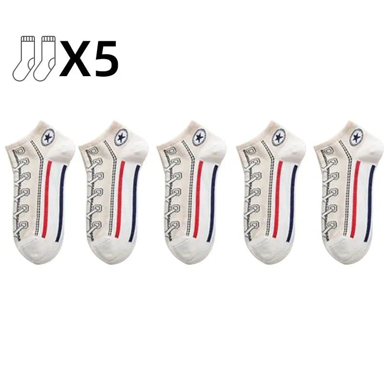 Comfortable CHRLEISURE Men's Cotton Socks - 5 Pairs/Set for Fashionable Sports and Daily Wear - Yara fashion  26142715 Comfortable CHRLEISURE Men's Cotton Socks - 5 Pairs/Set for Fashionable Sports and Daily Wear 