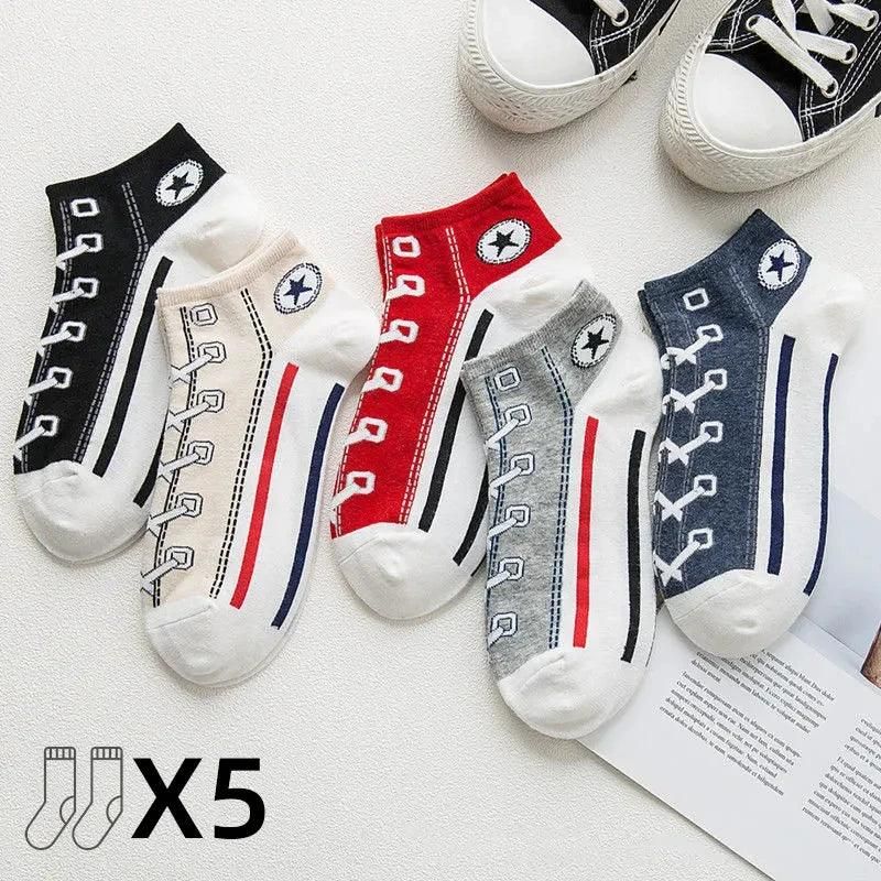 Comfortable CHRLEISURE Men's Cotton Socks - 5 Pairs/Set for Fashionable Sports and Daily Wear - Yara fashion  89181316 Comfortable CHRLEISURE Men's Cotton Socks - 5 Pairs/Set for Fashionable Sports and Daily Wear 