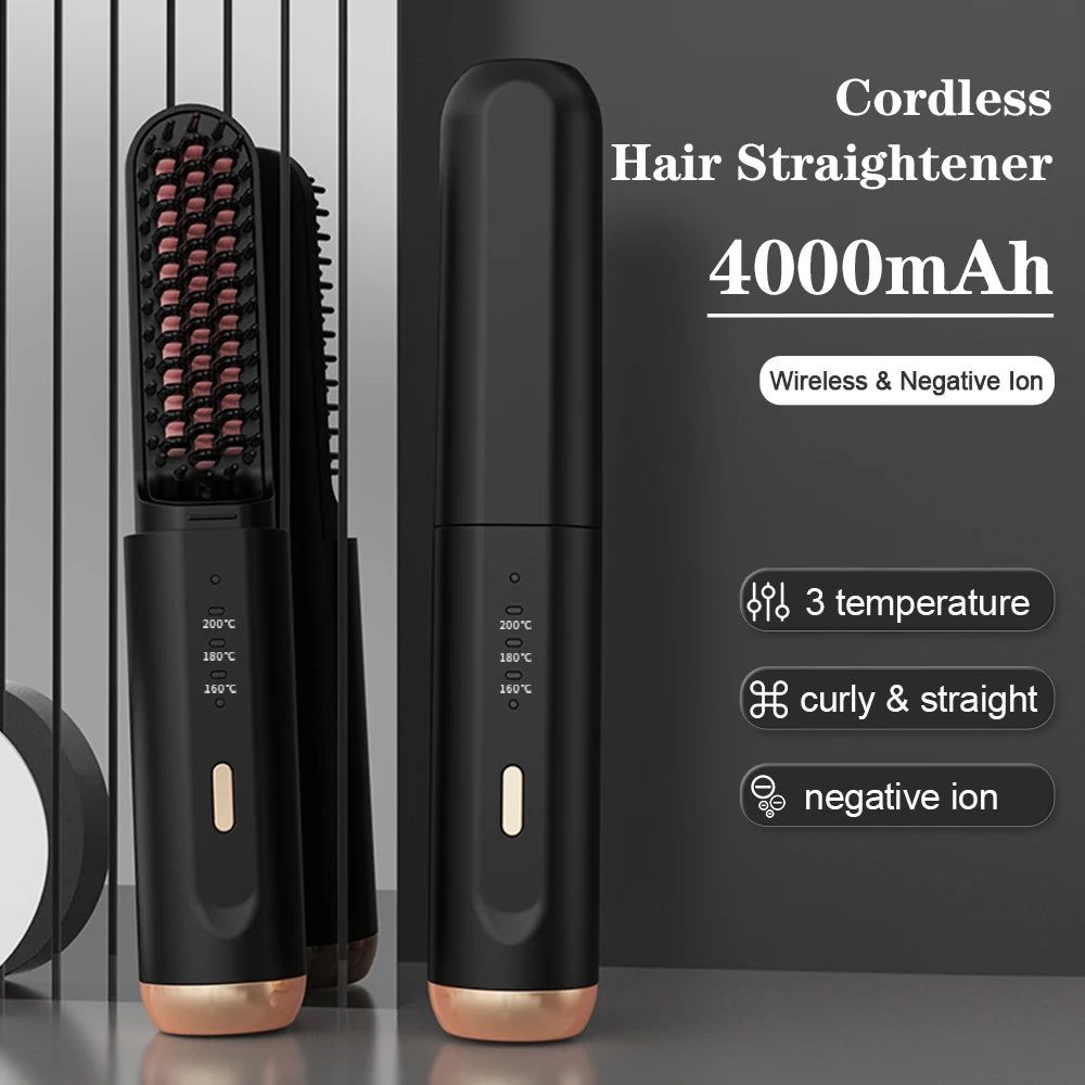 Cordless Hair Straightener Brush Fast Heated Straightener Brush Multifunctional Electric Hot Comb Hair Professional - Yara fashion  89849868 Cordless Hair Straightener Brush Fast Heated Straightener Brush Multifunctional Electric Hot Comb Hair Professional 