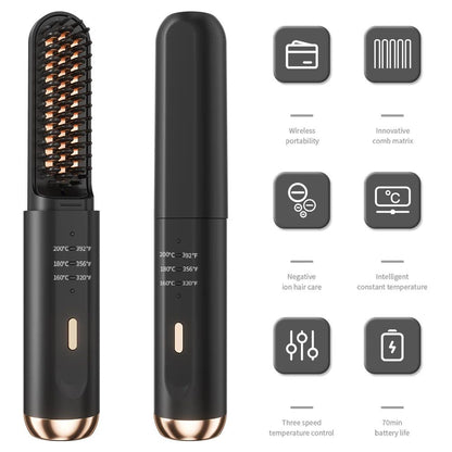 Cordless Hair Straightener Brush Fast Heated Straightener Brush Multifunctional Electric Hot Comb Hair Professional - Yara fashion  53582980 Cordless Hair Straightener Brush Fast Heated Straightener Brush Multifunctional Electric Hot Comb Hair Professional 