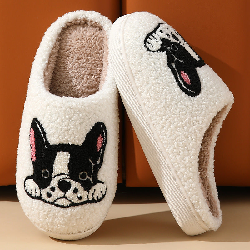 Bulldog Slippers Home Indoor And Outdoor Cartoon Non-slip Fleece-lined Thickened Cotton Slippers