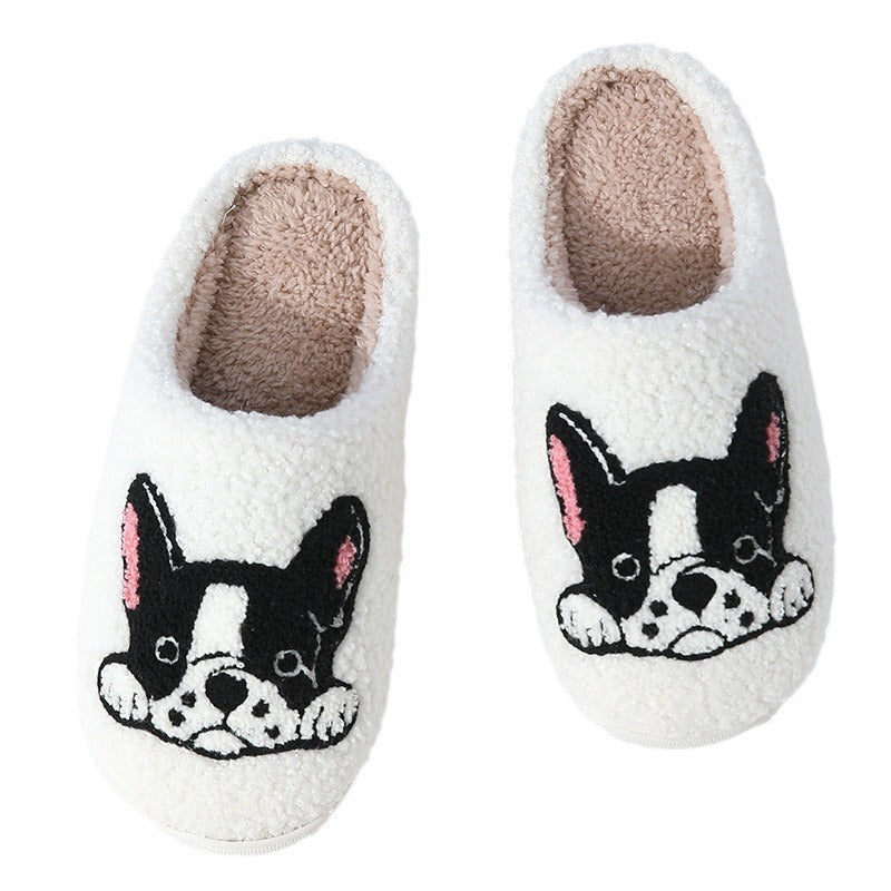 Bulldog Slippers Home Indoor And Outdoor Cartoon Non-slip Fleece-lined Thickened Cotton Slippers