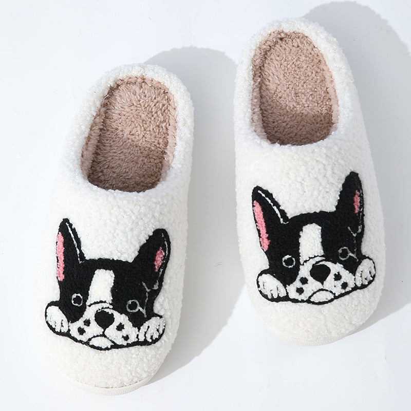 Bulldog Slippers Home Indoor And Outdoor Cartoon Non-slip Fleece-lined Thickened Cotton Slippers