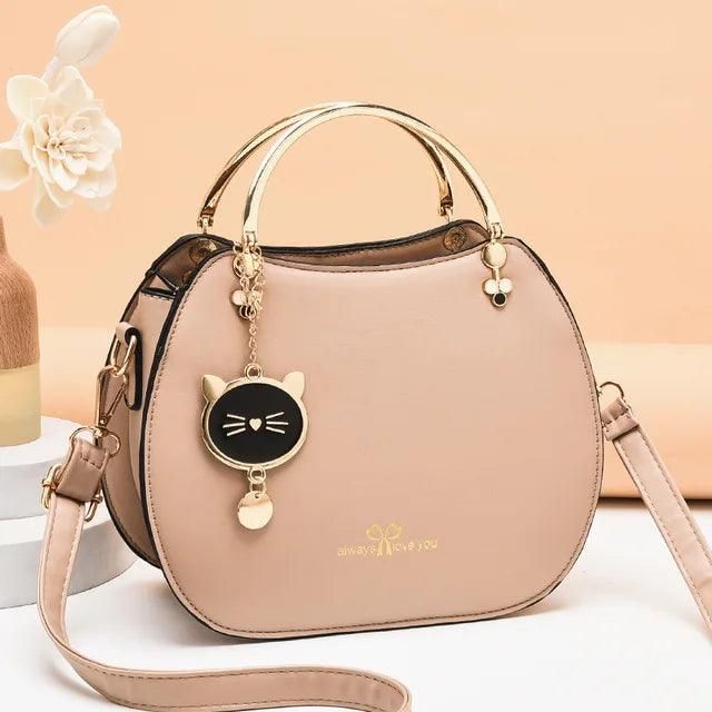 Fashion Girl Crossbody Bag Cute Cat Pendant Shell Bag Shoulder Bag Women's Fashion Metal Top Handle Handbag - Yara fashion  11209420 Fashion Girl Crossbody Bag Cute Cat Pendant Shell Bag Shoulder Bag Women's Fashion Metal Top Handle Handbag 