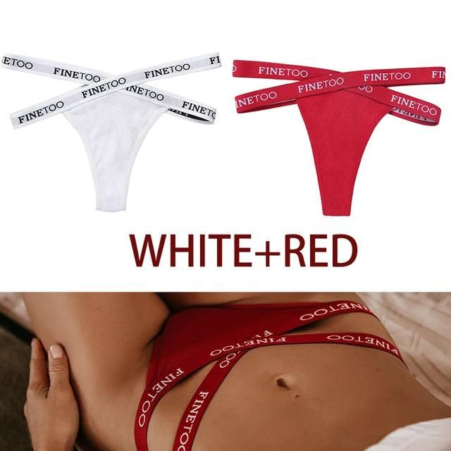 FINETOO 2PCS/Set Women's Cotton G-string Sexy Cross Strap Panties Letter Waisted Underwear Thongs Femme Hollow Out Lady Briefs - Yara fashion  34879357 FINETOO 2PCS/Set Women's Cotton G-string Sexy Cross Strap Panties Letter Waisted Underwear Thongs Femme Hollow Out Lady Briefs 