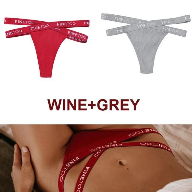 FINETOO 2PCS/Set Women's Cotton G-string Sexy Cross Strap Panties Letter Waisted Underwear Thongs Femme Hollow Out Lady Briefs - Yara fashion  81685798 FINETOO 2PCS/Set Women's Cotton G-string Sexy Cross Strap Panties Letter Waisted Underwear Thongs Femme Hollow Out Lady Briefs 