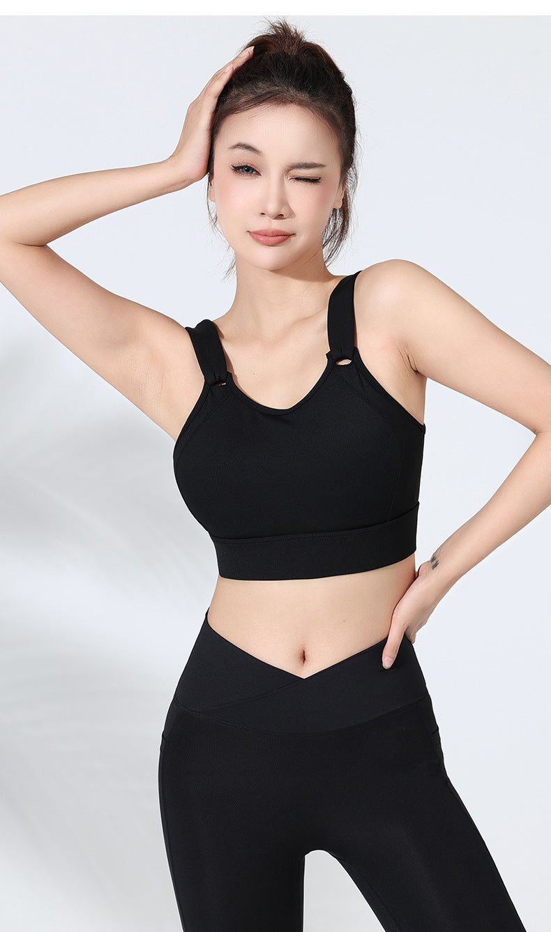 Fixed One Piece Cup Sports Bra Women High Shockproof Adjustable Velcro Strap Bra - Yara fashion  92525685 Fixed One Piece Cup Sports Bra Women High Shockproof Adjustable Velcro Strap Bra 