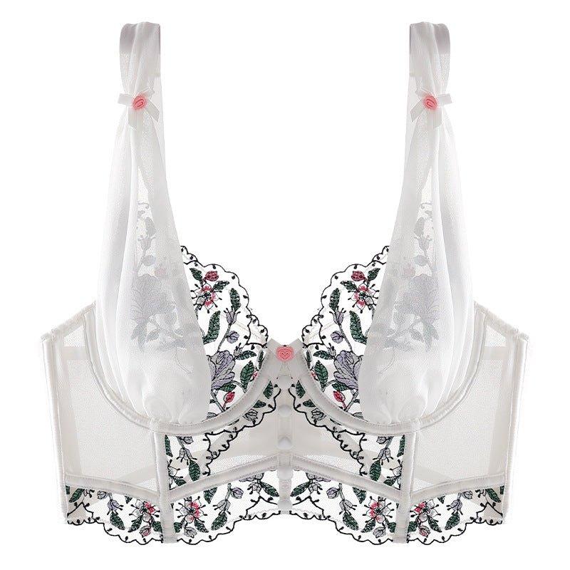 French Sexy Embroidered Underwear Women Boning Corset Corset Thin Full Cup Vest Bra Bra - Yara fashionYara fashion